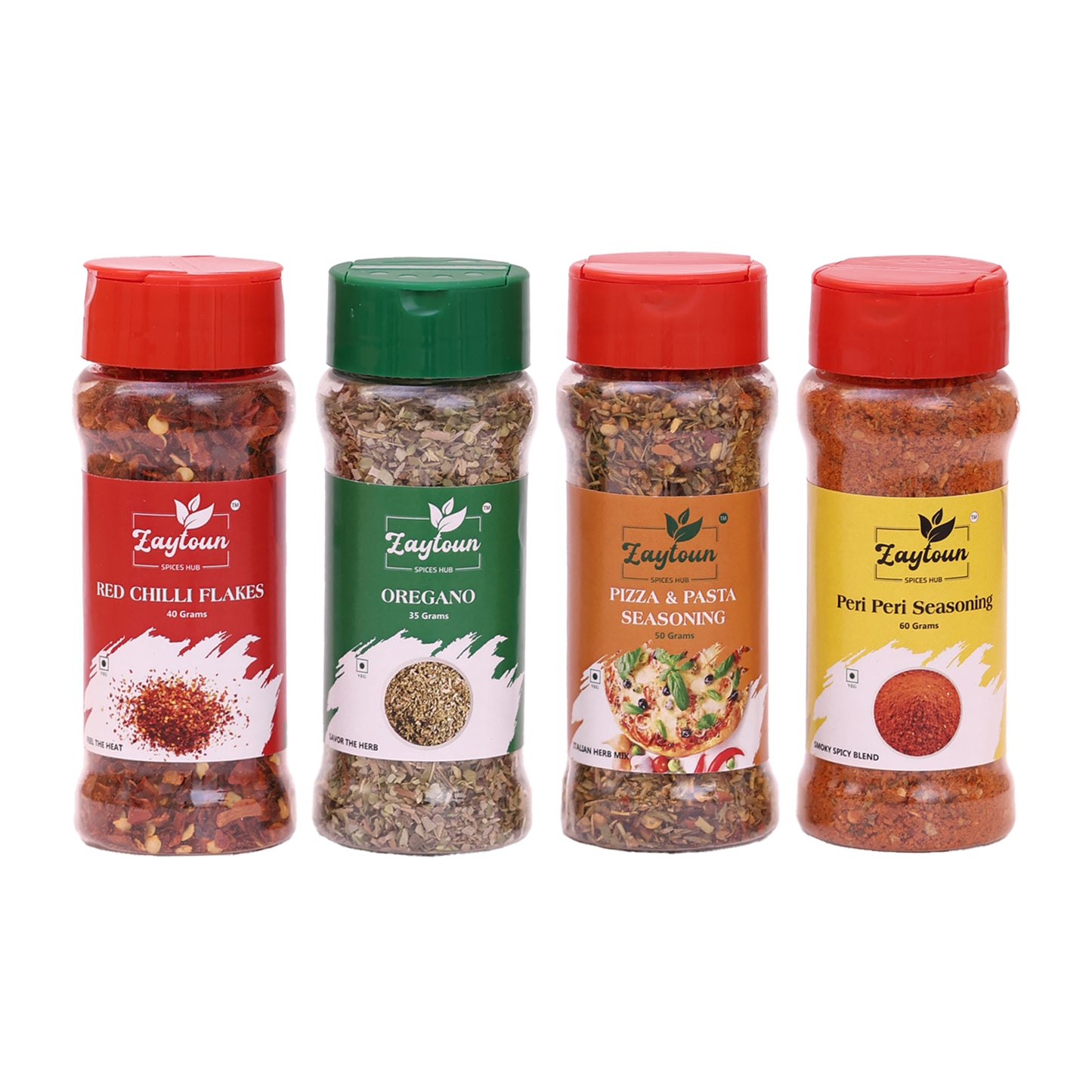 Seasonings Combo - Chilli flakes - 40g | Oregano - 35g | Peri Peri seasoning - 60g | Pizza Pasta seasoning - 50g