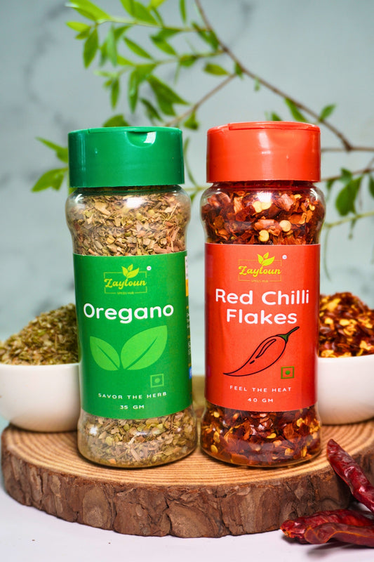 Red Chilli Flakes - 40g | Turkish Oregano - 35g | Used in Pizza, Pasta, Garlic bread | Pack of 2